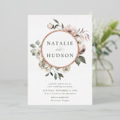 Fijne WinterFloral Lijst Weddenschap Folie Uitnodiging (Staand Voorkant)