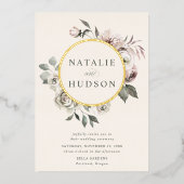 Fijne WinterFloral Lijst Weddenschap Folie Uitnodiging (Voorkant)
