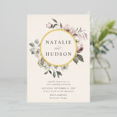 Fijne WinterFloral Lijst Weddenschap Folie Uitnodiging (Staand Voorkant)