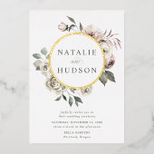 Fijne WinterFloral Lijst Weddenschap Folie Uitnodiging (Voorkant)