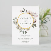 Fijne WinterFloral Lijst Weddenschap Folie Uitnodiging (Staand Voorkant)