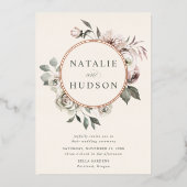 Fijne WinterFloral Lijst Weddenschap Folie Uitnodiging (Voorkant)