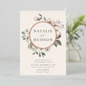 Fijne WinterFloral Lijst Weddenschap Folie Uitnodiging (Staand Voorkant)