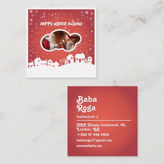 Fijne winterse feestdagen vierkante visitekaartje (Voorkant / Achterkant)