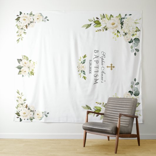 Fijne witte bloem doop foto booth prop wandkleed (In Situ (horizontaal))