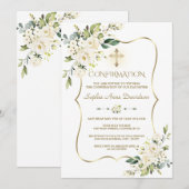 Fijne Witte bloemen Gold Cross-bevestiging Kaart (Voorkant / Achterkant)