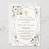 Fijne Witte bloemen Gold Cross-bevestiging Kaart (Voorkant)