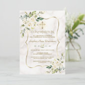 Fijne Witte bloemen marmer Gold-bevestiging Kaart (Staand voorkant)