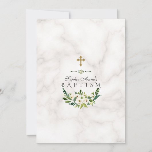 Fijne Witte bloemen met grote marmer Kaart (Achterkant)