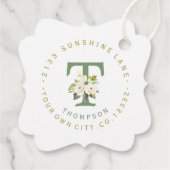 Fijne witte bloemencirkeladreslabel bedankjes labels (Achterkant)