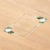 Fijne witte en gouden bloemenquinceañera acryl uitnodigingen (Laagn)