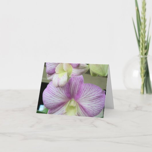 Fijne witte en paarse orchidee op een Hartelijk da Bedankkaart (Voorkant)