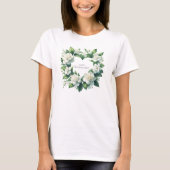 Fijne witte gardenie hartkrans Moederdag T-shirt (Voorkant)
