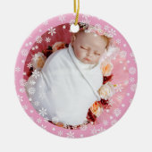 Fijne witte sneeuwbaby's eerste kerst keramisch ornament (Voorkant)