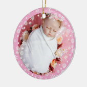 Fijne witte sneeuwbaby's eerste kerst keramisch ornament (Links)