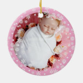 Fijne witte sneeuwbaby's eerste kerst keramisch ornament (Achterkant)