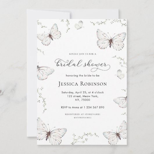 Fijne witte vlinder tuin Vrijgezellenfeest Kaart (Voorkant)