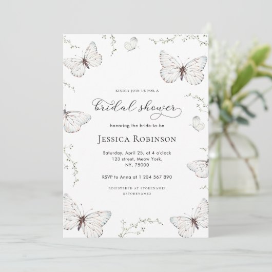 Fijne witte vlinder tuin Vrijgezellenfeest Kaart (Staand voorkant)