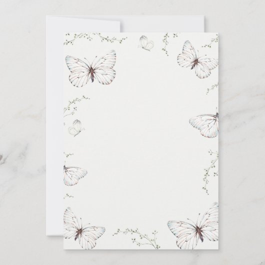Fijne witte vlinder tuin Vrijgezellenfeest Kaart (Achterkant)