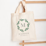 Fijne Wreath Persoonlijke Monogram Canvas tas<br><div class="desc">Dit prachtige ontwerp kan worden aangepast aan uw favoriete kleurencombinaties. Het is een geweldig cadeau! Vind stijlvolle kantoorbenodigdheden en geschenken in onze winkel: www.berryberrysweet.com.</div>