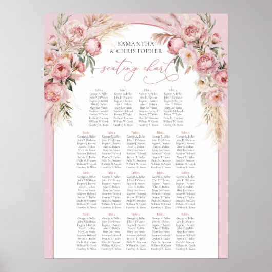 Fijne zacht roze pioenrozen pampas boho arch poster (Voorkant)