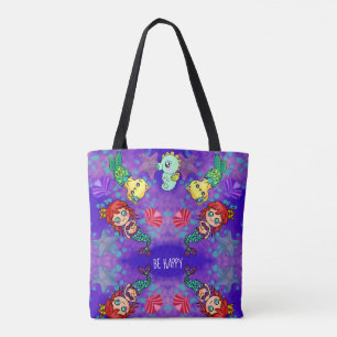 Fijne Zeemeermin met Cute Cat en Ocean Sun Tote Bag