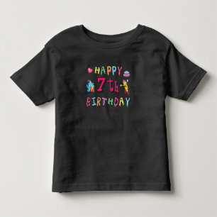 Fijne zevende verjaardag. 7 jaar oud. kinder shirts