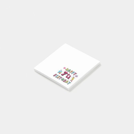 Fijne zevende verjaardag. 7 jaar oud. post-it® notes (Schuin)