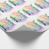 Fijne zevende verjaardag (roze) cadeaupapier (Hoek)