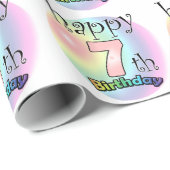 Fijne zevende verjaardag (roze) cadeaupapier (Rol Hoek)