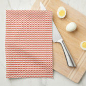 Fijne zigzag in rood en lichtroze theedoek (Quarter Fold)