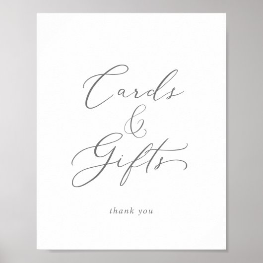 Fijne Zilveren Calligrafie Kaarten en Cadeau Bordj Poster (Voorkant)