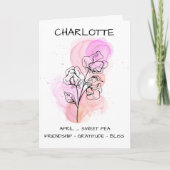 Fijne zoete erwt Paarse roze lijn kunst bloemig Kaart (Voorkant)