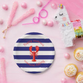 Fijne zomer blauwe witte strepen rode kreeft papieren bordje (Feest)