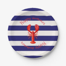 Fijne zomer blauwe witte strepen rode kreeft