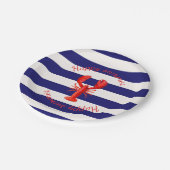 Fijne zomer blauwe witte strepen rode kreeft papieren bordje (Gekanteld)