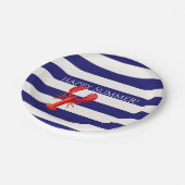 Fijne zomer blauwe witte strepen rode kreeft papieren bordje (Gekanteld)