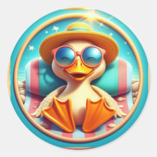 Fijne zomerse feestdagen, strandplezier dag, ronde sticker