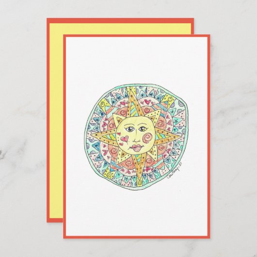 Fijne zon - Flat note card Bedankkaart (Voorkant / Achterkant)