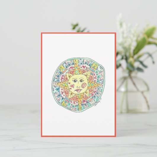 Fijne zon - Flat note card Bedankkaart (Staand voorkant)