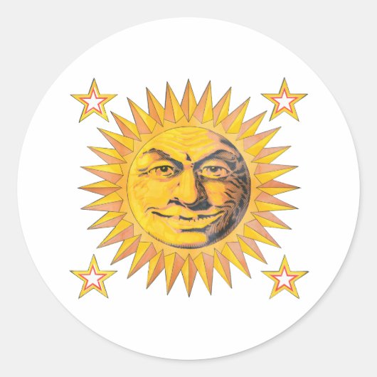 Fijne zon ronde sticker (Voorkant)
