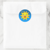 Fijne zon ronde sticker (Tas)