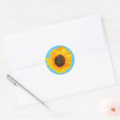 Fijne zonnebloem ronde sticker (Envelop)