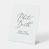 Fijne Zwarte Calligrafie Bruiloft Foto Booth Reclamebord Met Voetstuk (Voorkant)