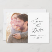 Fijne Zwarte Calligrafie Foto Save The Date (Voorkant)