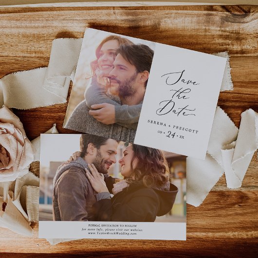 Fijne Zwarte Calligrafie Foto Save The Date