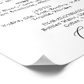 Fijne Zwarte Calligrafie Trouw Drankmenu Bord Poster (Hoek)