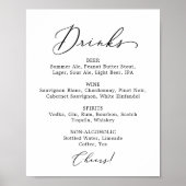 Fijne Zwarte Calligrafie Trouw Drankmenu Bord Poster (Voorkant)