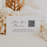 Fijne zwarte foto Memories QR Code Weddenschap Informatiekaartje<br><div class="desc">Deze delicate zwarte foto herinneringen QR code bruiloft behuizing is perfect voor een eenvoudige bruiloft. Het romantische,  minimalistische design is voorzien van een mooie en elegante zwarte typografie op een witte achtergrond met een schone en eenvoudige look.</div>