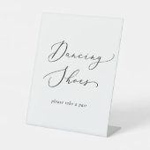 Fijne zwarte kalligrafie bruiloft dansschoenen reclamebord met voetstuk (Voorkant)